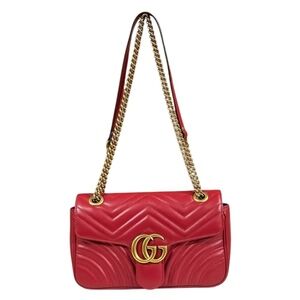 Gucci GG Marmont Shoulder Bag Leather Red